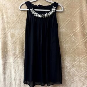En Focus Studio Women's Black Dress Size 4 Beaded Pearl Embellished Cocktail Par